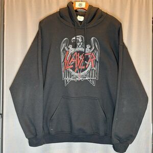 Slayer Band Hoodie Thrash Metal Eagle Logo Pullover Black Gildan Mens